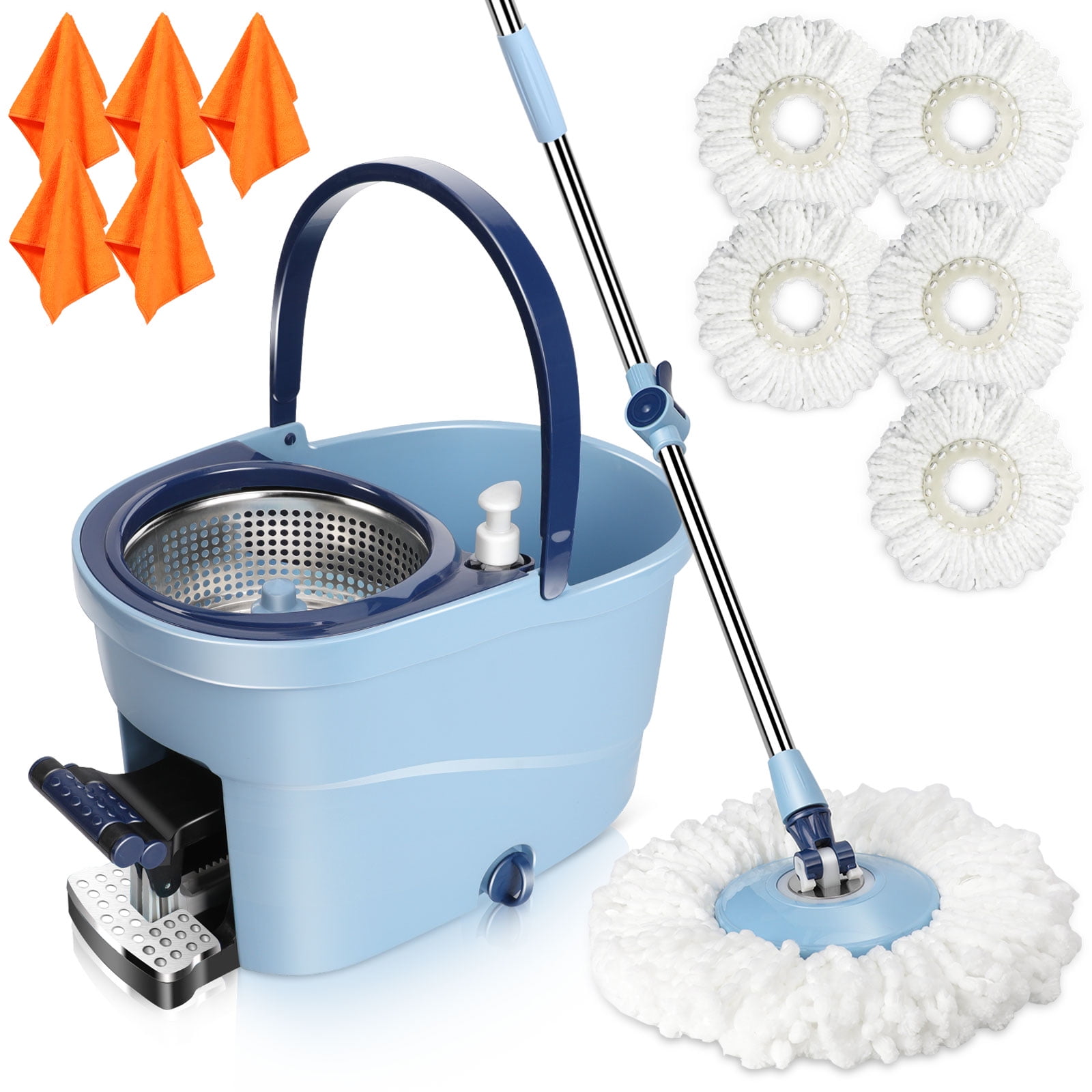 Mastertop Floor Cleaning Spin Mop and Bucket with Wring System Set