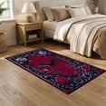 thumbnail image 2 of ODIKA 5'x7' Ultra-Soft Area Rug, Horror Dark Crimson Bat Design Gothic Floral with Ornamental Scrollwork Washable, Bare feet friendly, Silk-Touch for Bedroom Home office, 2 of 7