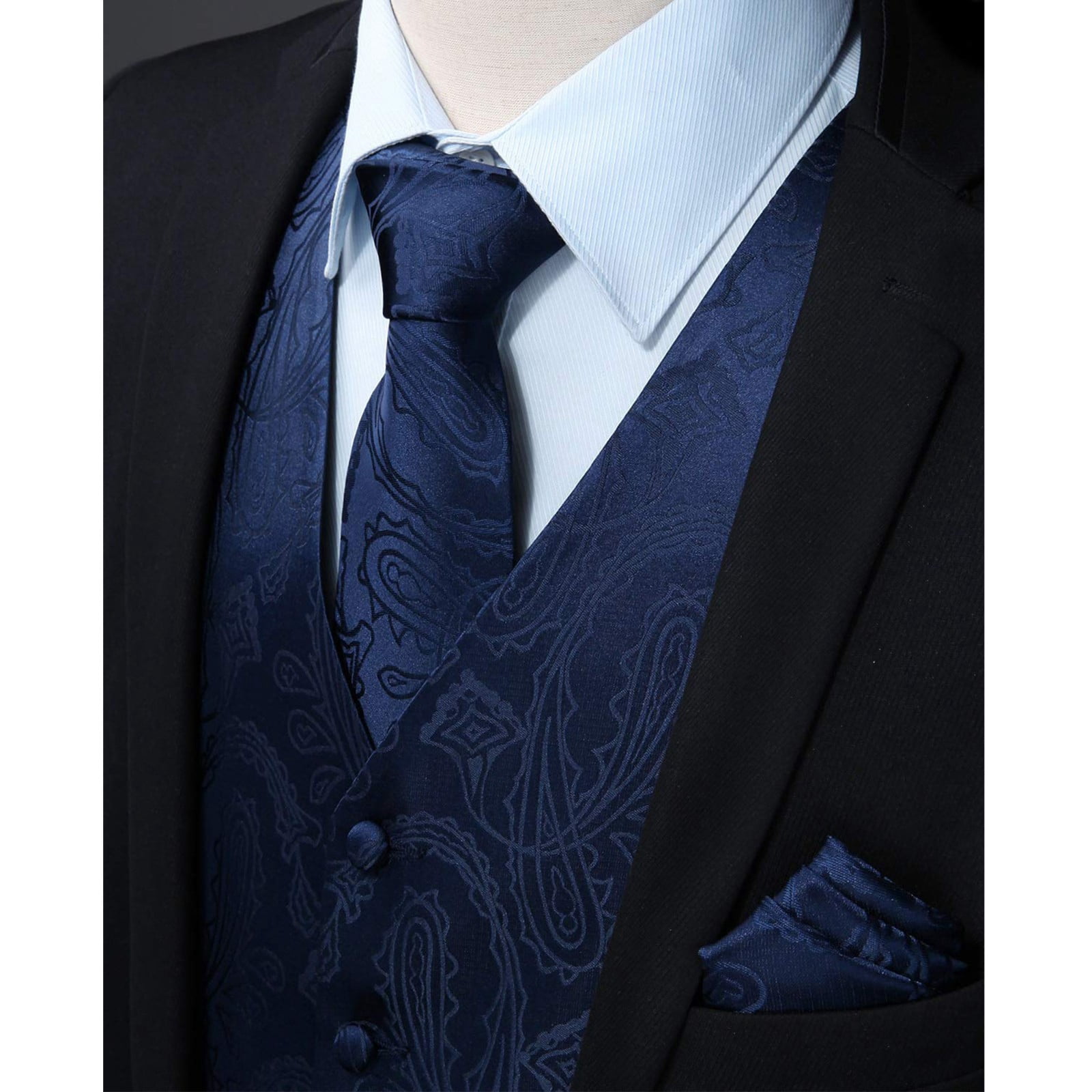 Alizeal Men's 4-Piece Paisley Waistcoat Set - Classic Jacquard Vest With Tie & Bow Tie