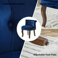 thumbnail image 3 of Velvet Vanity Chair with Back, Tufted Upholstered Vanity Stool with Solid Wood Legs, Mid Century Small Makeup Chair for Vanity, Accent Chair for Bedroom, Living Room, Navy, 3 of 6