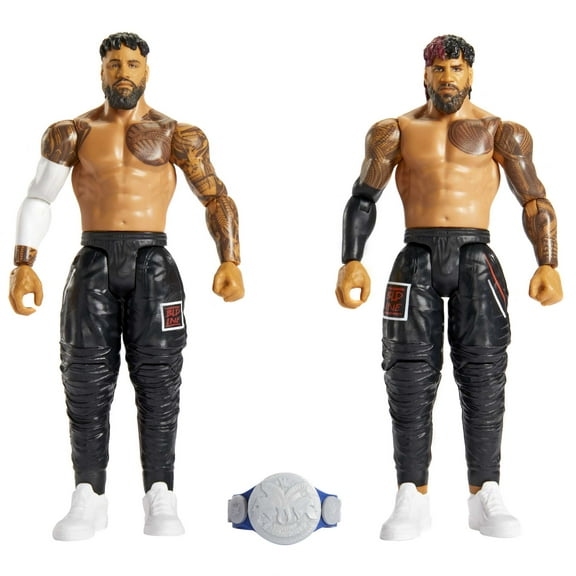 WWE Championship Showdown Jimmy Uso & Jey Uso Action Figures, 2 Pack with Championship (6-inch)