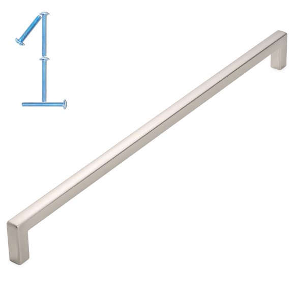 Koofizo Manija De Gabinete De Barra Cuadrada Sólida - Tirador De Muebles Negro 12,6 Pulgadas / 320 Mm Distancia Del Orificio Para Tornillos 1 Pieza Para Puerta De Armario De Cocina Dormitorio Cómoda C