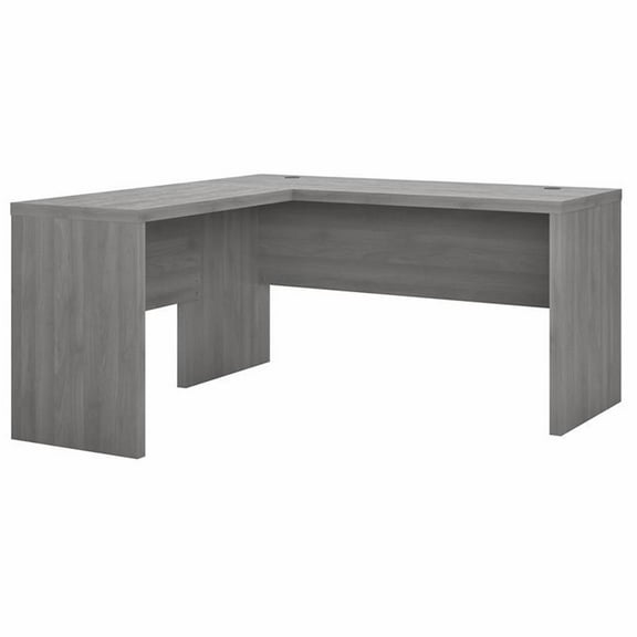 Pemberly Row Contemporary L Shaped Desk in Gray - Engineered Wood