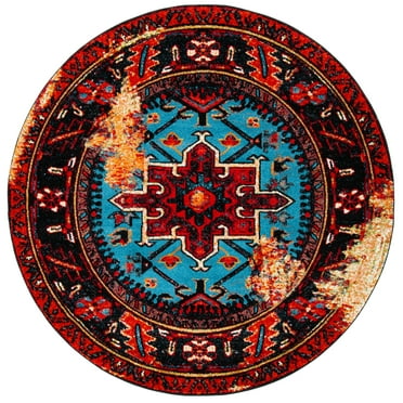 SAFAVIEH Vintage Hamadan Dania Oriental Area Rug, Red/Light Blue, 10' x 10' Round