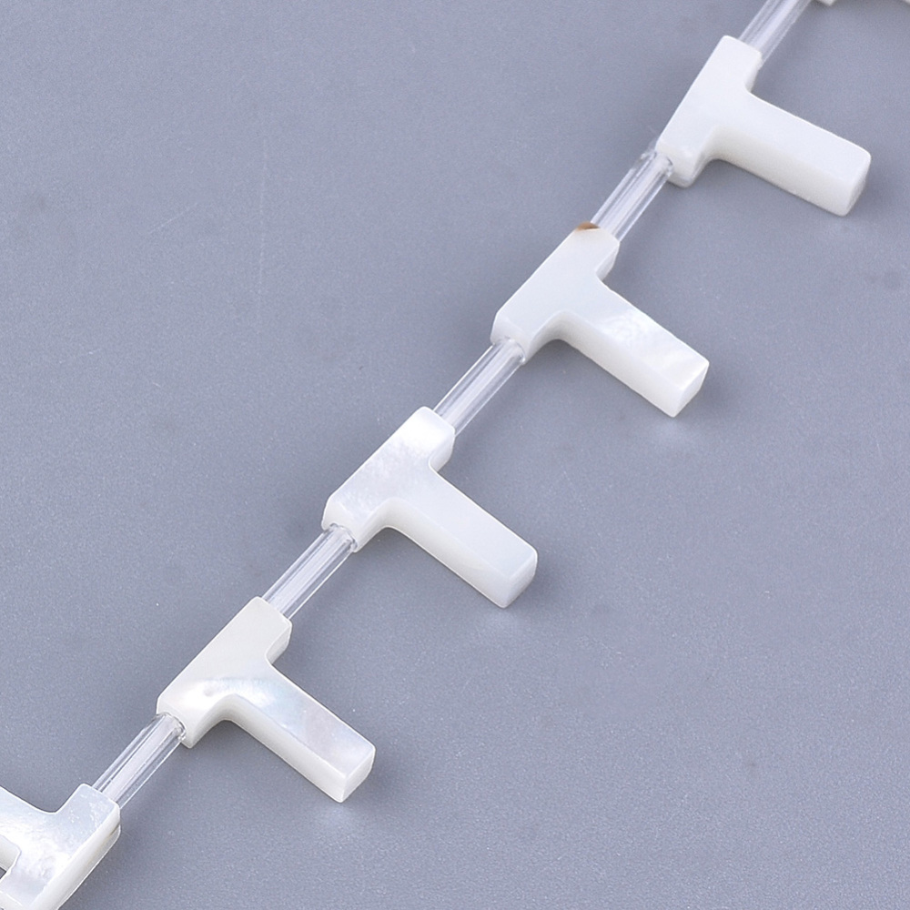 Natural Sea Shell Beads White Shell Mother of Pearl Shell Top Drilled Beads Letter.T 10x2.5~11.5x3mm Hole: 0.8mm