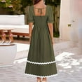 thumbnail image 5 of Lmnyox Summer Short Sleeve Maxi Dress for Women Flowy Square Neck Long Dress Casual A Line Dress, 5 of 7