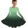thumbnail image 2 of Odeerbi Toddler Girls Skater Twirl A-Line Dress Long Sleeve Pleated Dancing Dress Spring Fall Gradient Dress Stretchy Twirly Skater School Recital Dress Toddler Clothes Green, 2 of 5