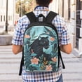 thumbnail image 5 of Uemuo Black Panther Floral Illustration Printed Durable 17-inch Student Backpack - Lightweight, Waterproof, Adjustable Straps, Ideal for School, Work, Travel, 5 of 5