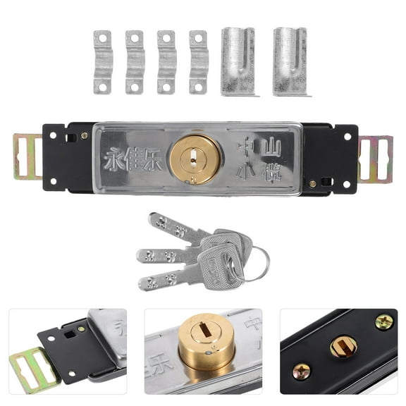 LEORX Rolling Shutter Equipment 1Set Iron Lock for Garage Doors Universal Garage Door Lock Kit 7.9x1.6x1.1in