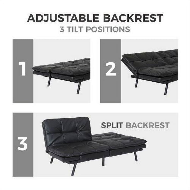 Memory foam futon sleeper sofa bed couch convertible foldable black full size sale
