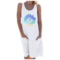 thumbnail image 1 of Fridja Womens Casual Chrysanthème Robe Sans Manches Robe de Poche à Col Rond, 1 of 4