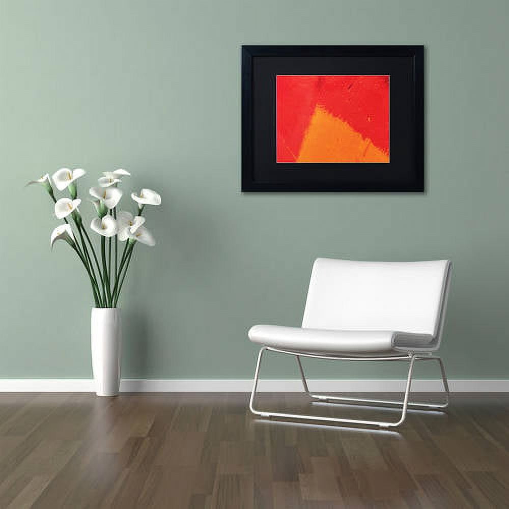 Trademark Fine Art "Abstract Orange Triangle" Canvas Art by Claire Doherty, Black Matte, Black Frame