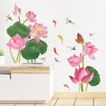 thumbnail image 2 of 2pcs Fresh Lotus Sticker Chinese Style Koi Dragonfly Bedroom Wall Decora Wall Sticker Creative Home Decor Living Room Decals, 2 of 5