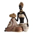 thumbnail image 2 of Estatua africana, adorno estético decorativo, estatua de resina, figura de mujer tribal para sala de estar, oficina, hotel, estantería, dormitorio. Sentado A, 2 of 8