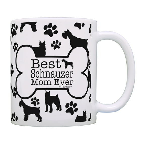 ThisWear Schnauzer Gifts Best Schnauzer Mom Ever Paw Print Mug Best Dog Mom Gift Dog Mom Cup Coffee Mug