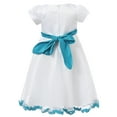 thumbnail image 2 of Little Girls Blue White Floral Hemline Dress 4/5, 2 of 7