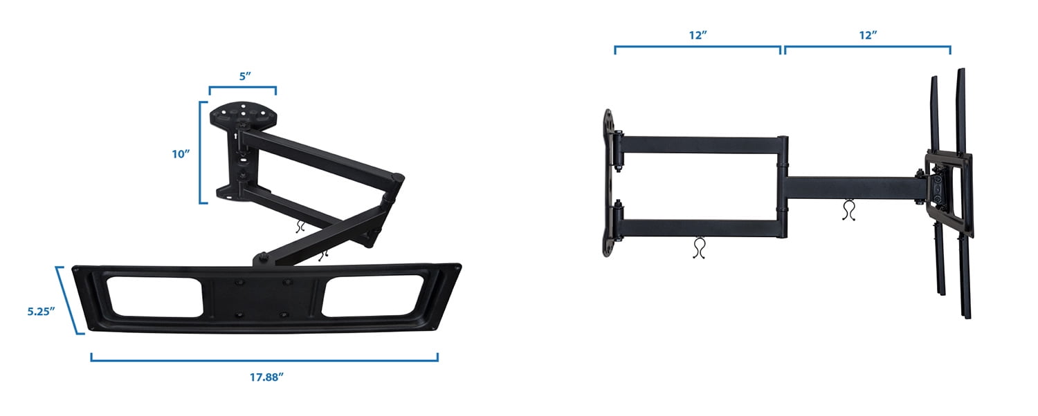 Mount-It! Swivel Arm TV Wall Mount, Long 24" Extension Arm, Fits 32" to 55" Tv's, Capacity 77 lbs., Works on Corner Applications