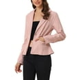 thumbnail image 4 of INSPIRE CHIC Women's Notched Lapel Button Up Long Sleeve Washed Denim Jacket M Pink, 4 of 6