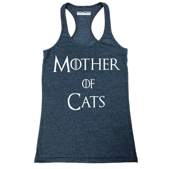 P&B Mother of Cats Funny Women's Tank Top, Heather Navy, 2XL