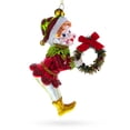 thumbnail image 2 of Merry Elf with Wreath Glass Christmas Ornament, 2 of 5