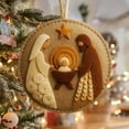 thumbnail image 6 of Handmade Nativity Scene Christmas Ornament, Felt Christmas Tree Decoration, 3.5 inch Diameter, Embroidered Cotton Linen, Religious Holiday Decorations, 6 of 6