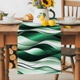thumbnail image 5 of Burlap Table Runner 48 Inches Long, Abstract Green White Wavy Line Non-Slip Kitchen Table Runners for Dining Room Everyday Use Party Table Decorations Ombre Stripe Seamless, 5 of 9