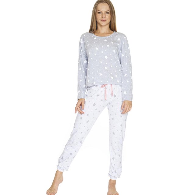 Pijama Mujer Pantalón Blusa Suave Estampado Estrellas Gris gris EG Incógnita 660036