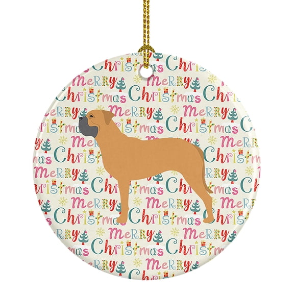 Bullmastiff Merry Christmas Ceramic Ornament 2.8 in x 2.8 in