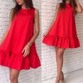 thumbnail image 4 of Prolriy Robes Printemps Été pour Femmes 2025 Été Col Rond Ample Manches Robes Pliantes Taille Ample Robe Mi-Longue Été Robes d'Été pour Femmes Robe Décontractée Mignonne Robes Femmes Rouge TTTG, 4 of 4