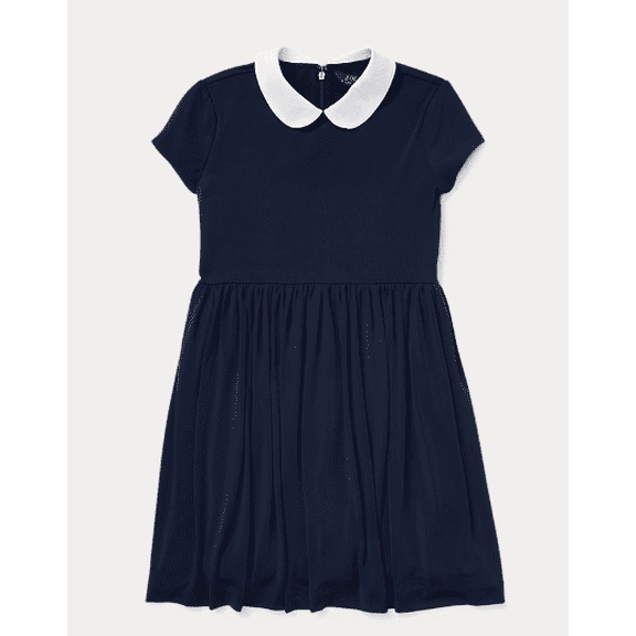 Polo Ralph Lauren Girls Crepe Fit-and-Flare Dress, Large,(12-14)