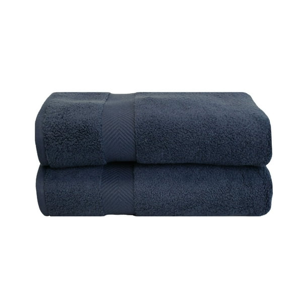Zero Twist Cotton 2Piece Bath Towel Set, Midnight Blue