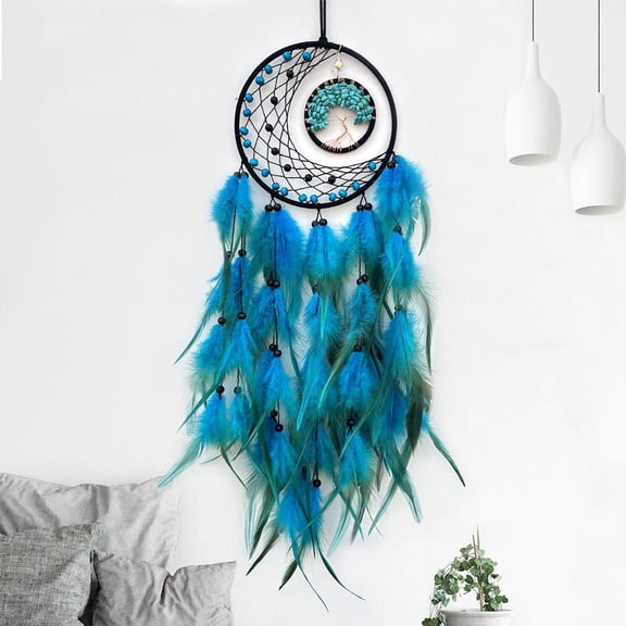 Dreamcatcher Wall Hanging Art | Woven Tree of Life Design | Multicolor Feathers | Bohemian Home Decor | 70x20cm | Scandinavian Room Ornament | Interior Decoration | Polyester Craft | Unique Symbolic
