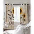 thumbnail image 3 of Sunflowers Blackout Curtains, Light Blocking Print Window Curtains, Vintage Bee You Are My Sunshine Beige Thermal Insulated Window Drapes for Living Room Kitchen Cafe 2 Panels, 104"W x 52"L, 3 of 9