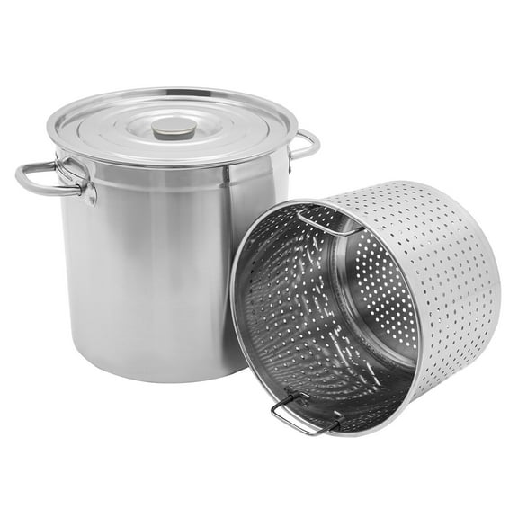 78 QT Stainless Steel Seafood Boil Pot With Basket Heavy Duty Cooking Pot W/ Lid