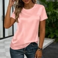 thumbnail image 6 of Satin Blouse for Women Business Casual Outfit Short Sleeve Tops Crewneck Tshirt Silk Shirt Summer Clothes, L, 6 of 7