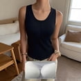 thumbnail image 5 of Soyumi Women Tank Top with Built-in Padded Bra Adjustable Wide Strap V-Neck Camisole Cotton Cami Shirts Summer Beach Vest Workout Going Out Y2K Cute Shirts, Black, 5 of 6