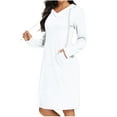 thumbnail image 2 of OSFVNOXV Long Sleeve Hooded Dress for Women Fall Winter Casual V-Neck Knee Length Dress with Pockets Loungewear Sleepwear, 2 of 6