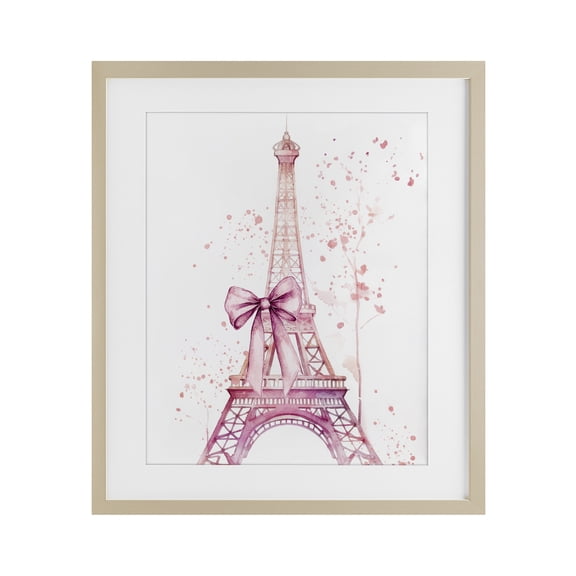 Bow Bedecked Paris Tower Birch Framed Print Under Glass, design by Kim Allen