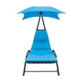 thumbnail image 4 of CorLiving Alora Steel Frame Outdoor Lounge Chair with Removeable Cushions and Canopy, Blue, 4 of 13
