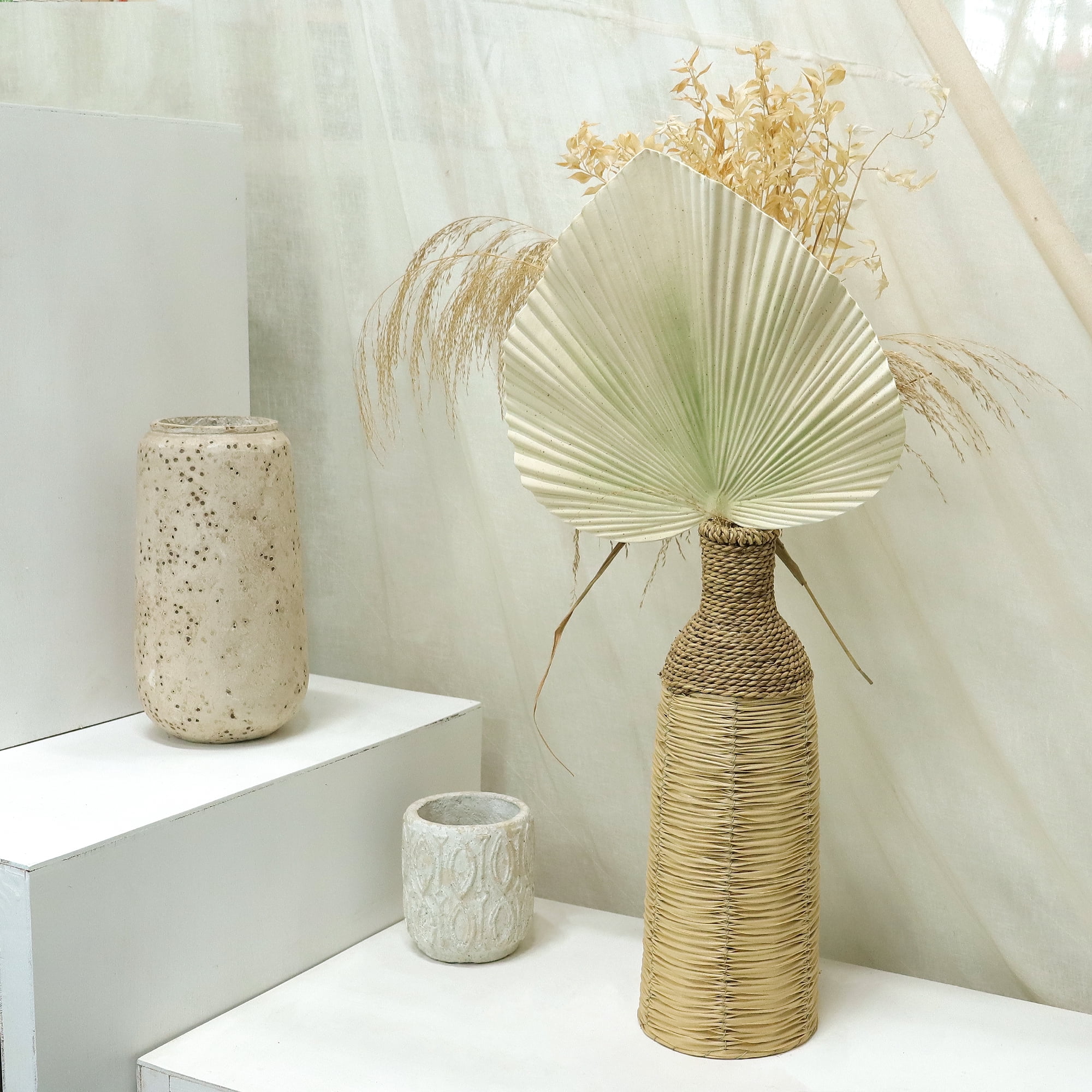 (2 pack) Mainstays 26 inch Artificial Natural Fan Palm Leaf Stem  - Everyday / Greenery / Artificial Plant / For Vase
