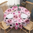 thumbnail image 3 of Halloween Pink Spooky Hearts and Ghosts Round Tablecloth 60"x60",Wrinkle Wipeable Table Cloth for Kitchen Dining Room Picnic Patio Party, 3 of 6
