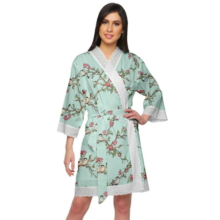 

Moomaya Printed Cotton Robe Women Lightweight Kimono Sleeve Summer Bathrobe