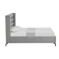 thumbnail image 3 of Inspired Home Montez Upholstered Velvet King Size Wingback Platform Bed, Light Grey, 3 of 7