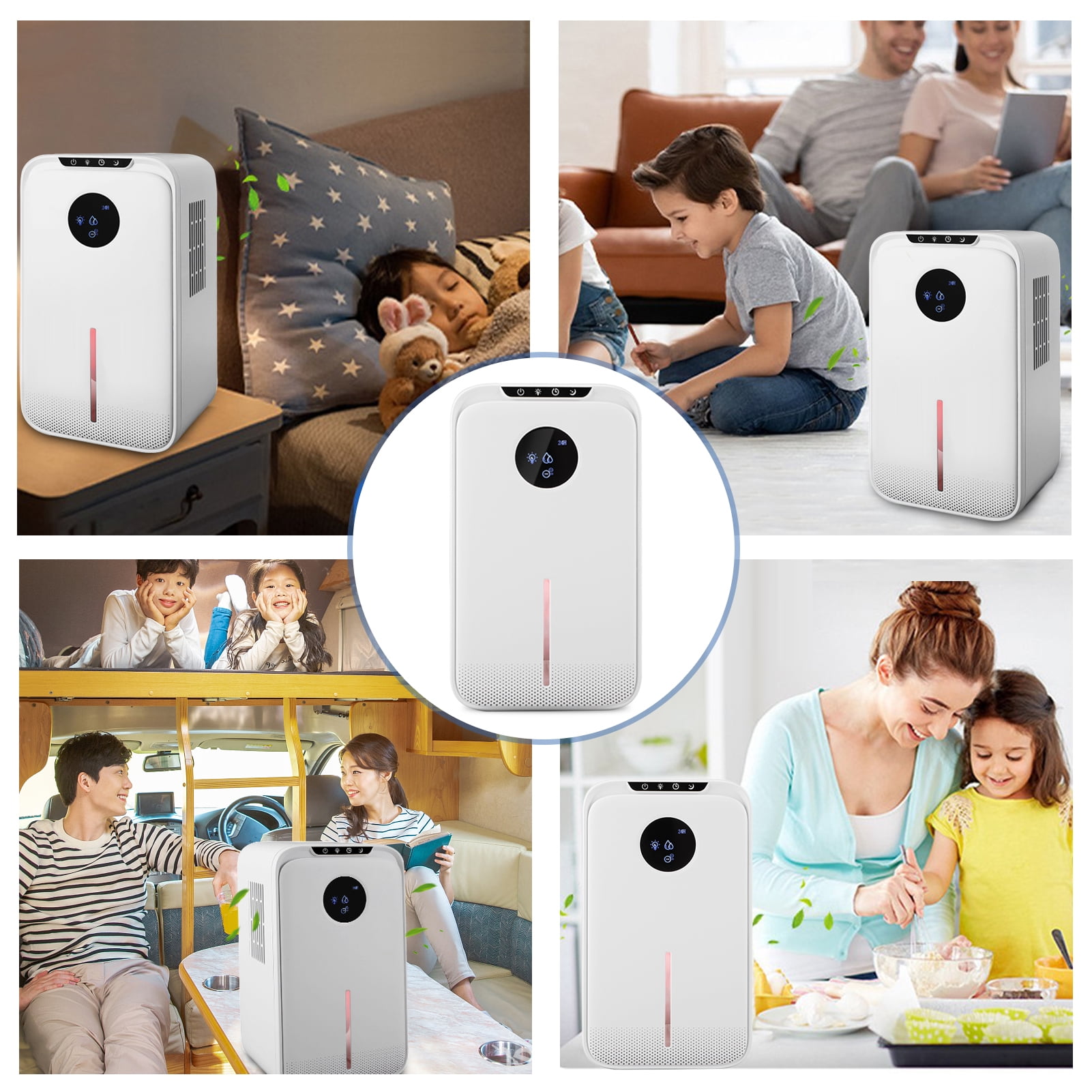 Fyydes 8-Pint Protable Dehumidifier Covers 800 Sq.Ft with Colorful Night Light & Drain Hose,0.66 Gallon Water Tank,2  Modes,24H Timer,Portable Dehumidifier for Basement/Bathroom/Laundry Room