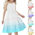 thumbnail image 1 of Tranfacy Robes d'Été pour Ados, Robe d'Été pour Filles, Robe d'Été Boho pour Fille 4-14 Ans à Dégradé de Couleurs, Décontractée, Sans Manches, à Étages, Style Nuisette, 1 of 7