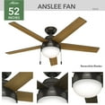 thumbnail image 2 of Hunter 52 inch Indoor Ceiling Fan with LED Light - Bronze Ceiling Fan with Pull Chain, For Bedroom, Living Room, or Kitchen, Standard Mount, No Remote, 5 Blades - Anslee 50232, Premier Bronze, 2 of 11
