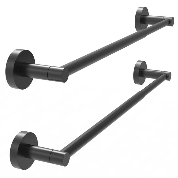 2 Pack Matte Black Finish Adjustable 13.7 to 24 inch Wall Mount Towel Bar 2pcs, Stainless Steel and Zinc Alloy for Kitchen and Bathroom Heavy Duty Storage, by RUACQ