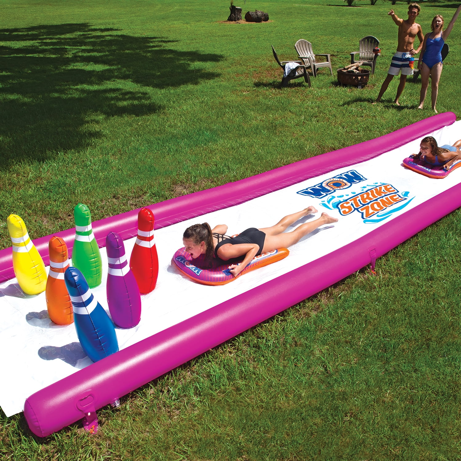 WOW Sports Strike Zone Giant 25' x 6' Backyard Water Slide with sleds