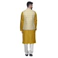 thumbnail image 3 of Atasi Kurta Pyjama Traditionnel Uni à Col Mandarin avec Ensemble de Veste Imprimée, 3 of 3