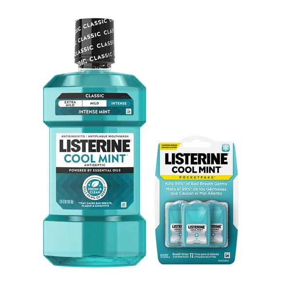 Listerine Cool Mint 1L Mouthwash & Cool Mint 24ct PocketPaks